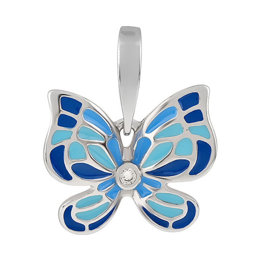 Серебряная подвеска с фианитом и эмалью № 134720