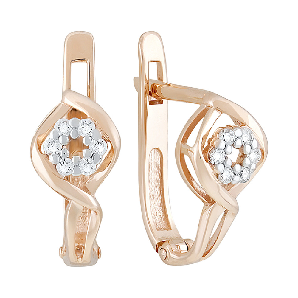 Золотые серьги с фианитами № 127363