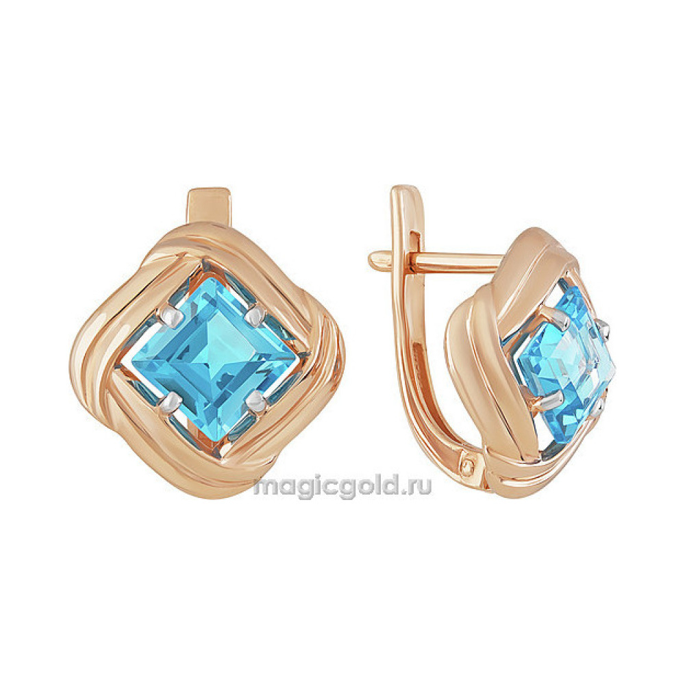 Золотые серьги с топазом № 160559