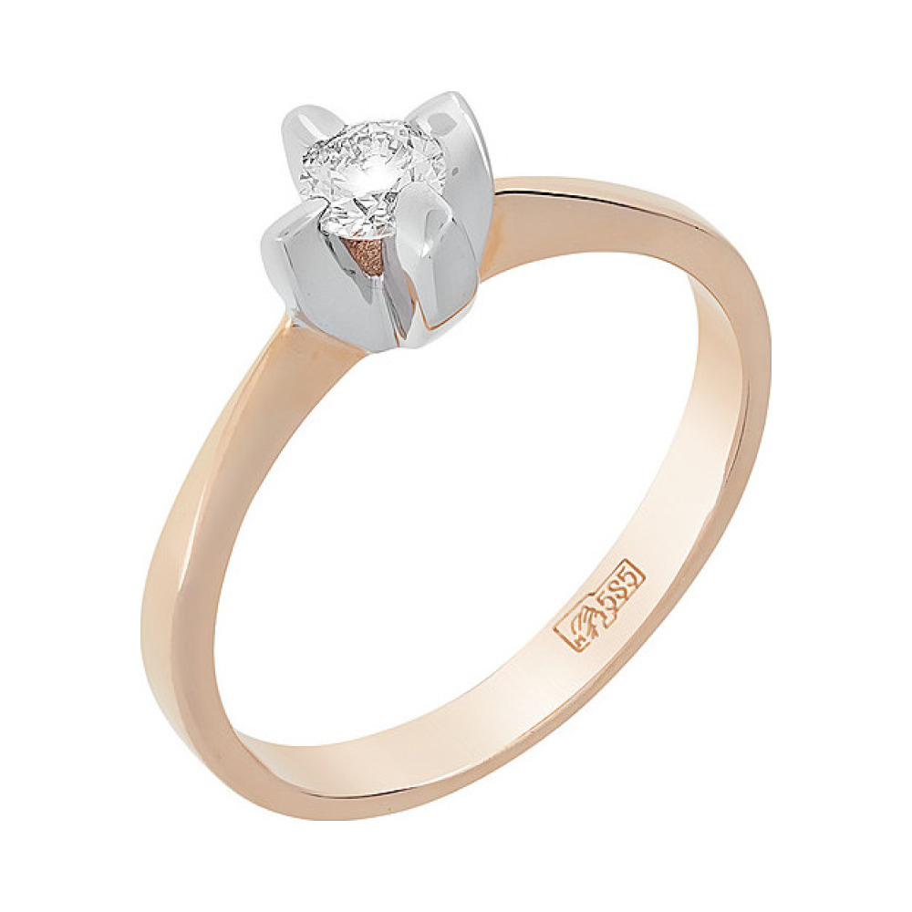 Золотое кольцо с бриллиантом № 35513