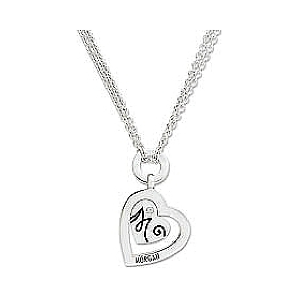 Серебряное колье с фианитом и эмалью № 35853