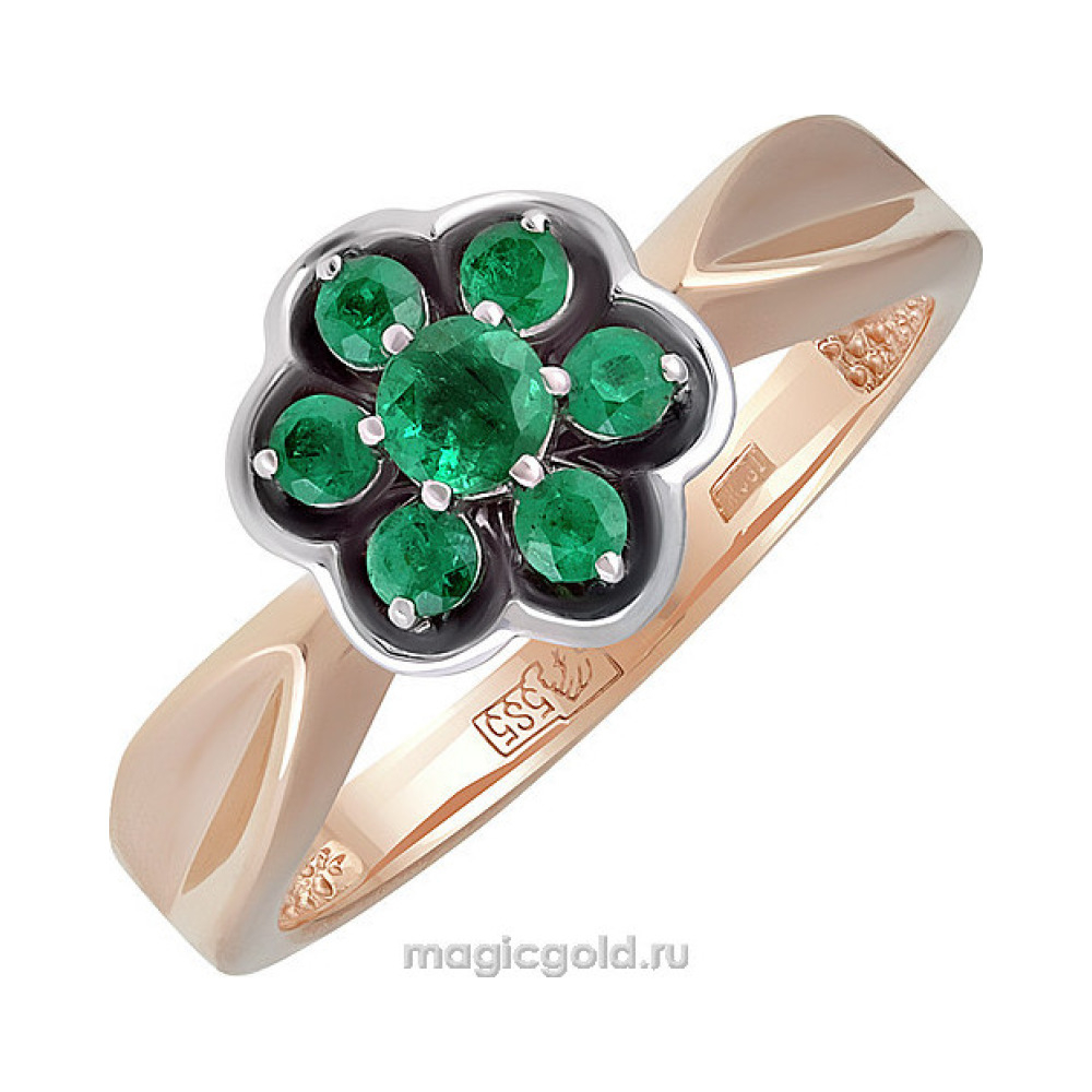 Золотое кольцо с изумрудом № 139279