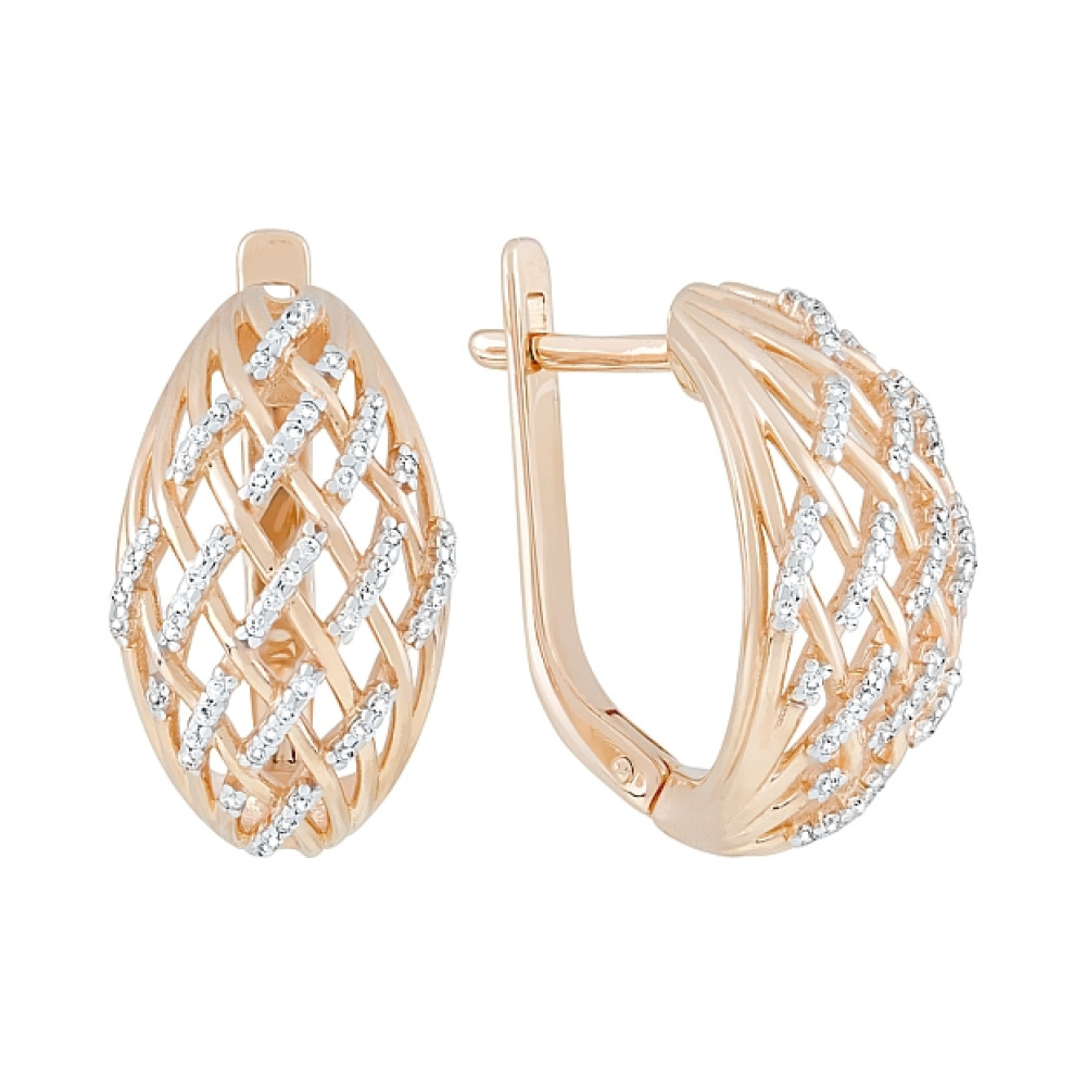 Золотые серьги с фианитами № 121947