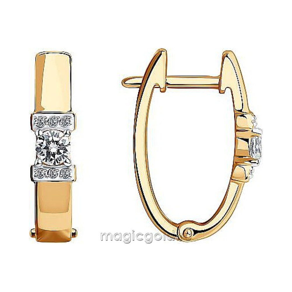 Золотые серьги с фианитом № 174066