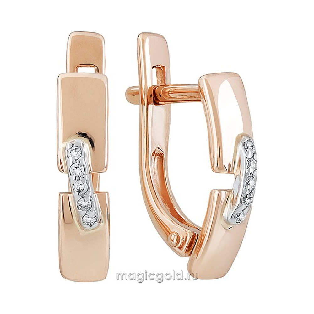 Золотые серьги с бриллиантом № 140702