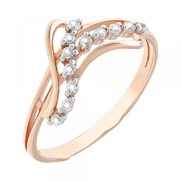 Золотое кольцо с фианитами № 112323