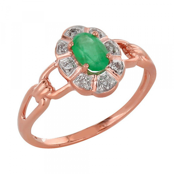 Золотое кольцо с бриллиантом и изумрудом № 98678