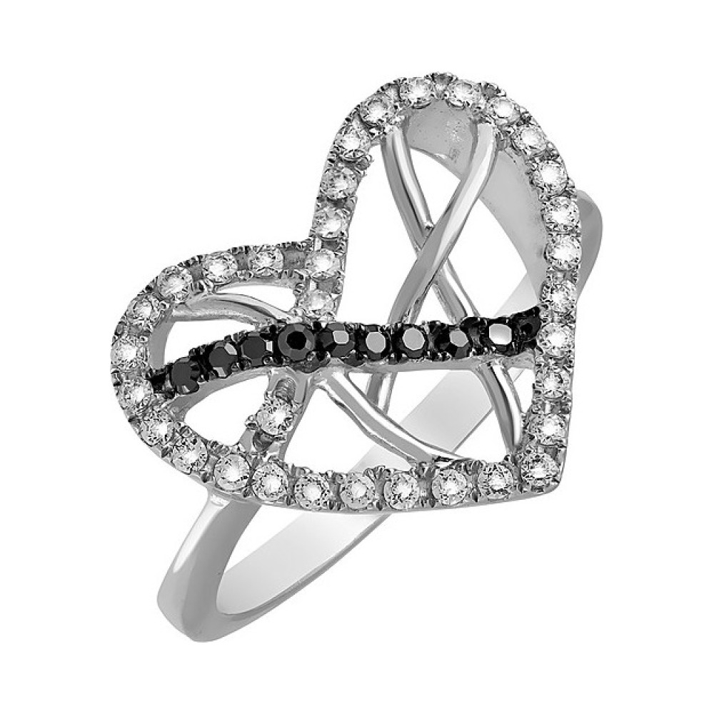 Серебряное кольцо с фианитом № 83566