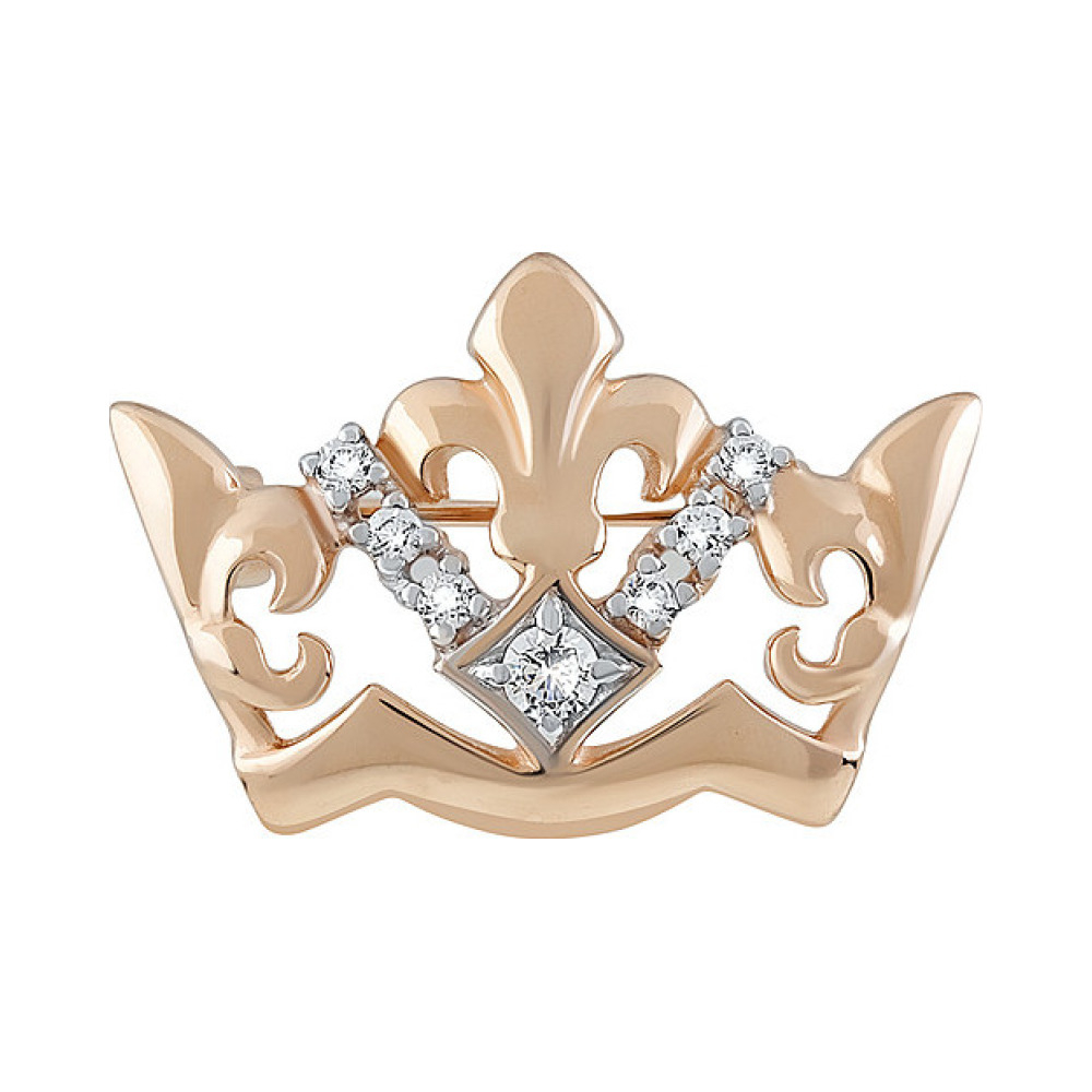 Золотая брошь с фианитом № 134527