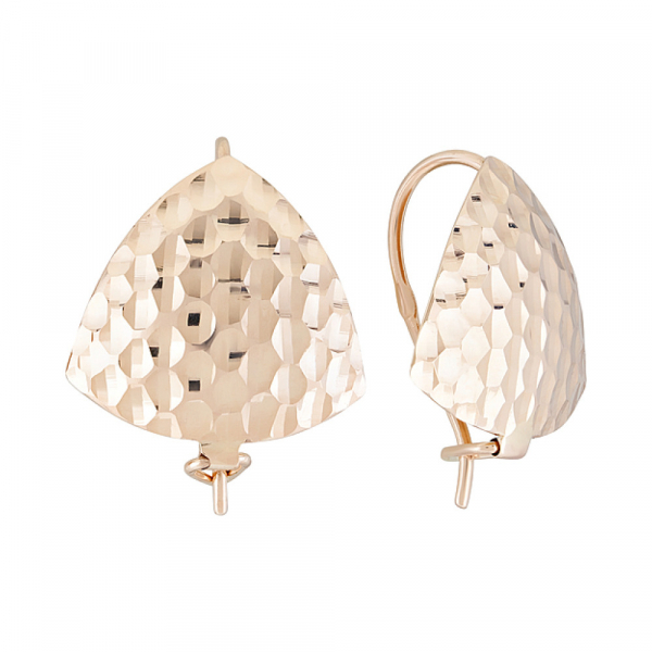 Золотые серьги без камня с алмазкой № 126720