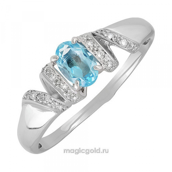 Серебряное кольцо с топазом и фианитом № 130727