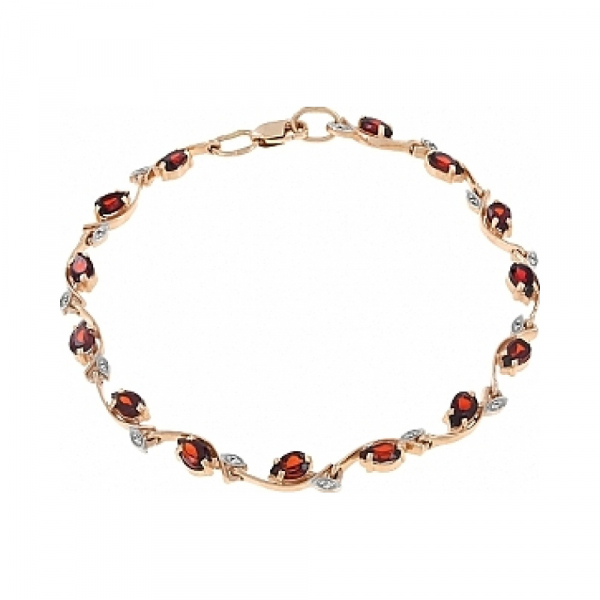 Золотой браслет с гранатом и фианитом № 105347