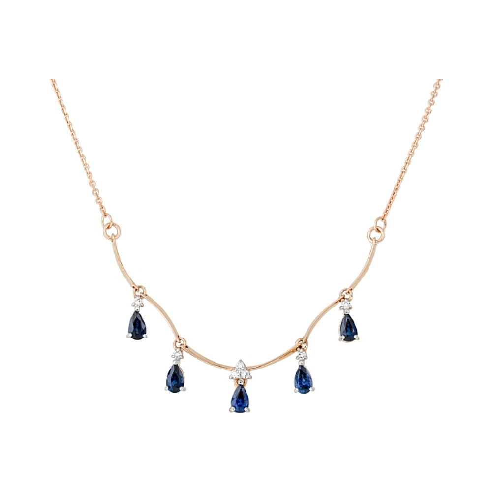 Золотое колье с бриллиантом и сапфиром № 109167