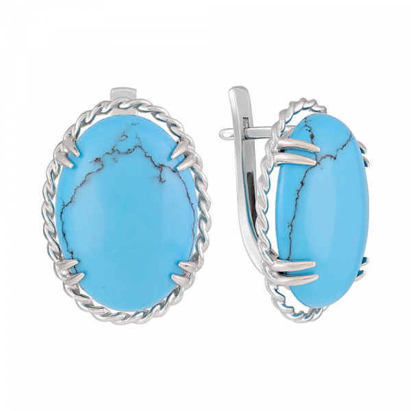 Серебряные серьги с бирюзой № 128121