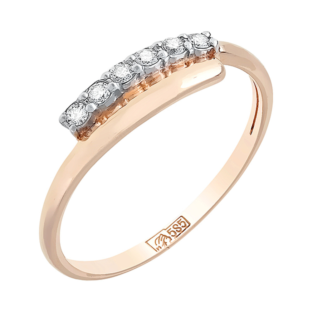 Золотое кольцо с бриллиантом № 75556