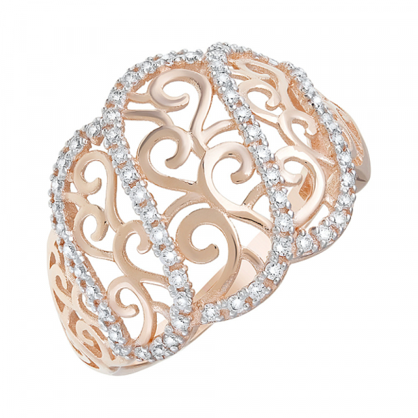 Золотое кольцо с фианитами № 126390