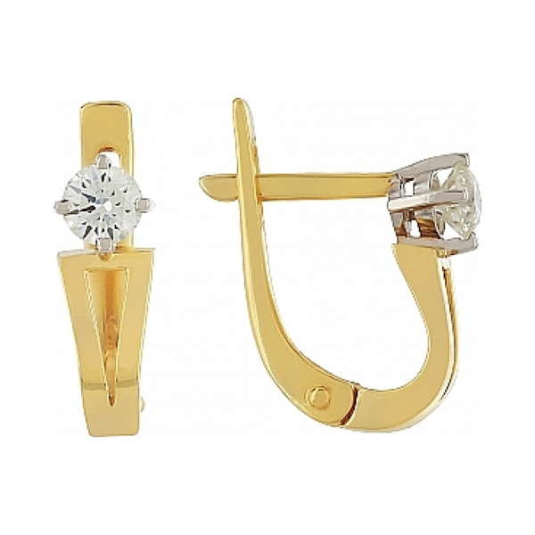 Золотые серьги с бриллиантом № 80056