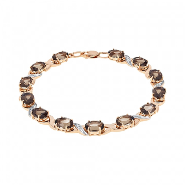 Золотой браслет с раухтопазом и фианитом № 108159