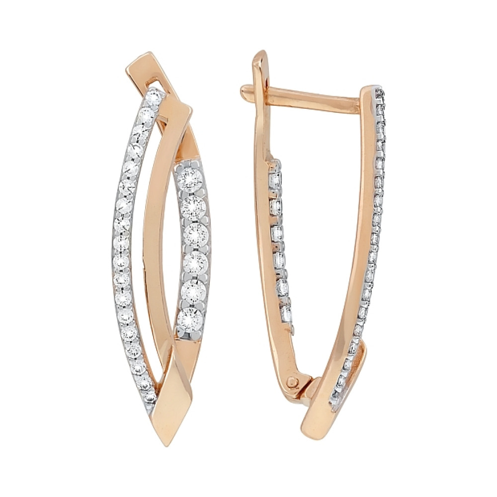 Золотые серьги с фианитами № 116197