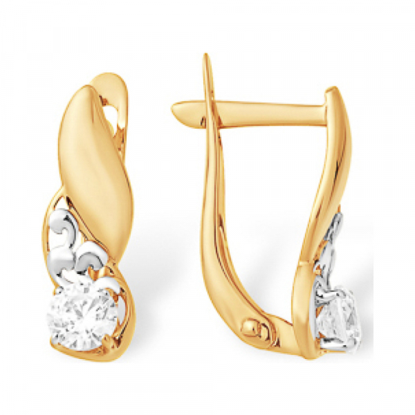 Золотые серьги с фианитом № 163221