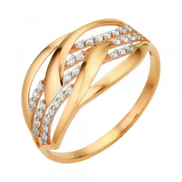Золотое кольцо с фианитом № 141139