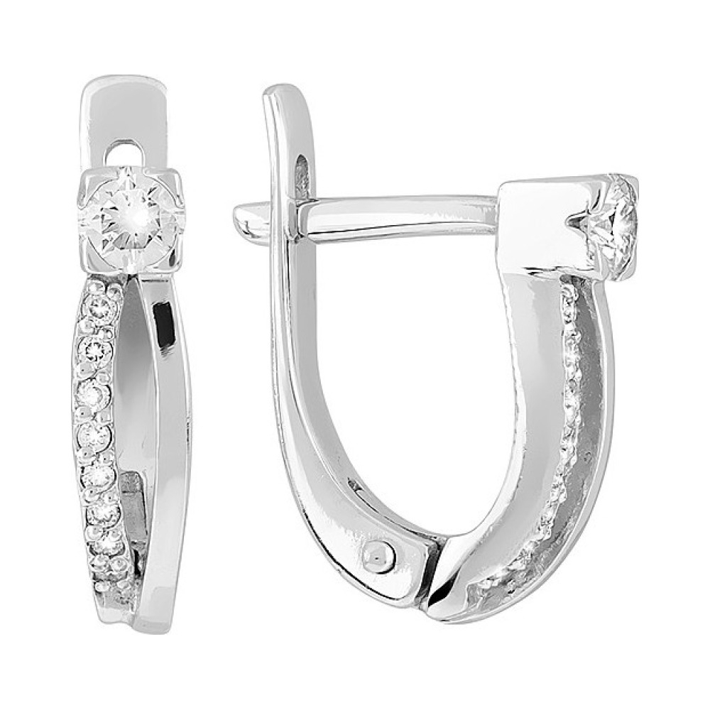 Золотые серьги с бриллиантом № 115718