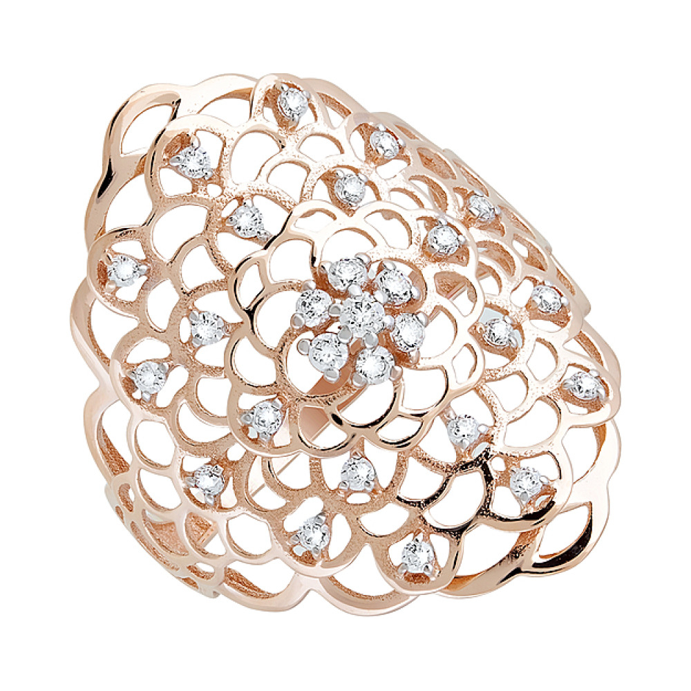 Золотое кольцо с фианитами № 127392