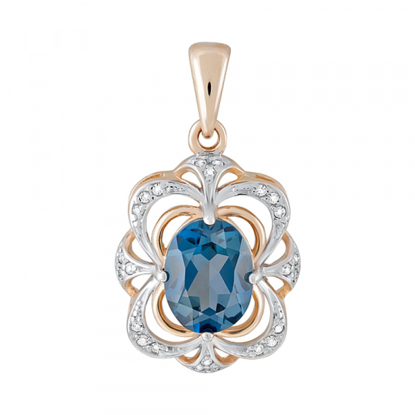 Золотая подвеска с топазом и фианитом № 124551