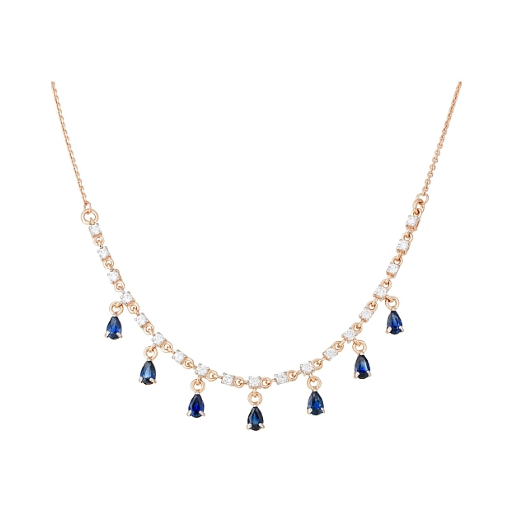 Золотое колье с сапфиром и фианитом № 114058