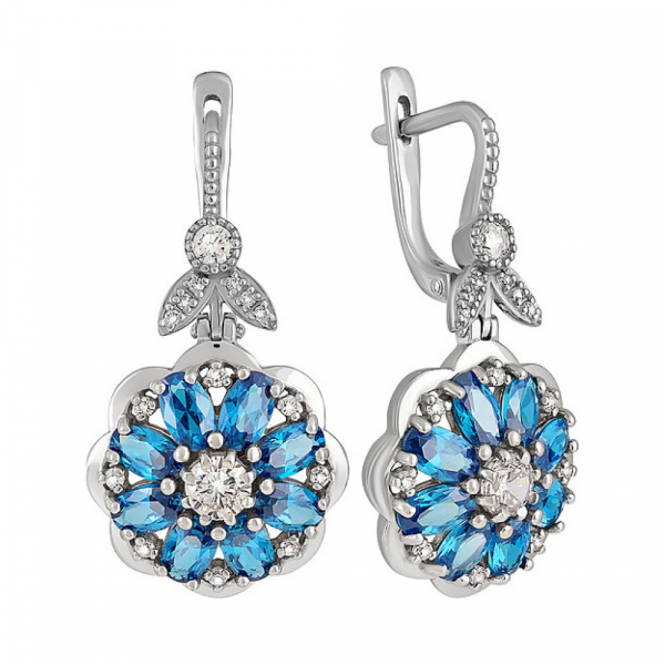 Серебряные серьги с фианитом № 134211