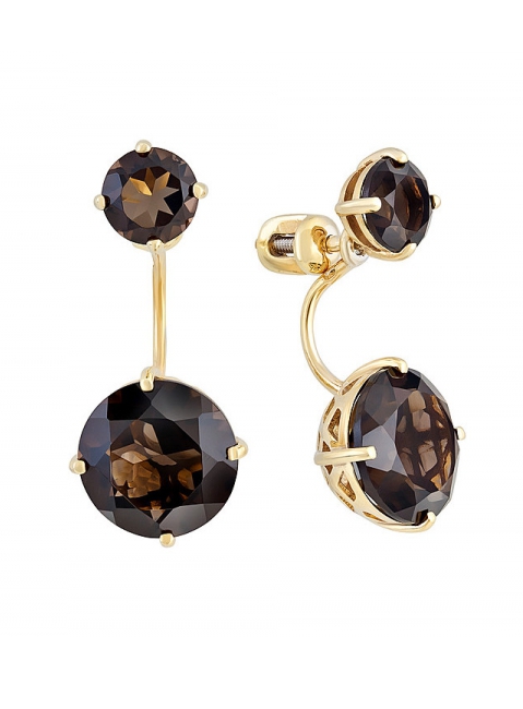 Серебряные серьги с раухтопазом и золотым покрытием № 132645