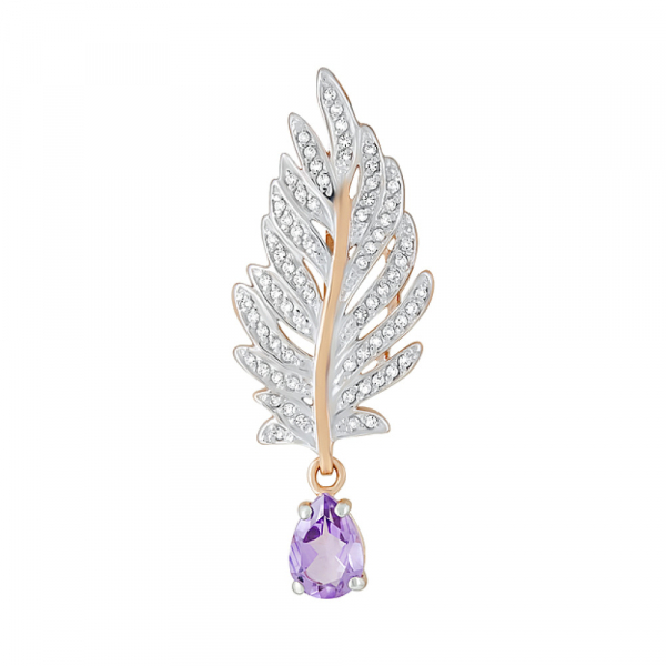 Золотая подвеска с аметистом и фианитом № 124566