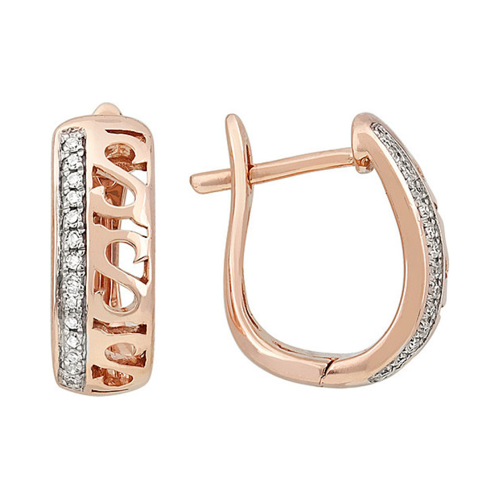 Золотые серьги с бриллиантом № 113840