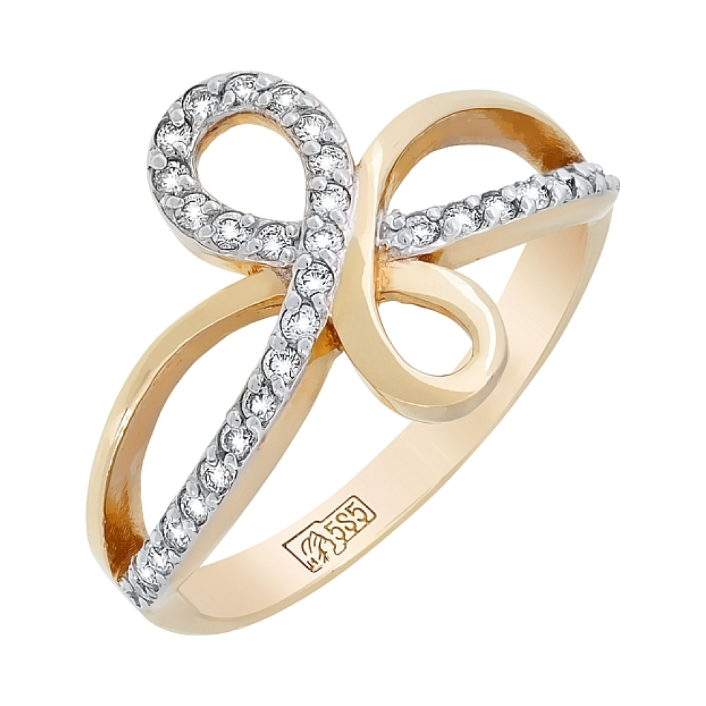 Золотое кольцо с бриллиантом № 77103