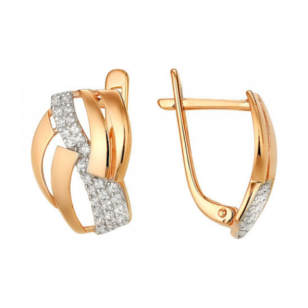 Золотые серьги с фианитом № 141126