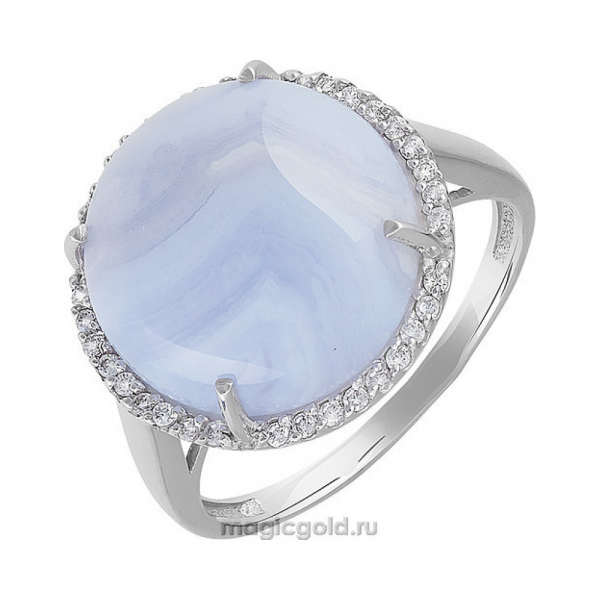 Серебряное кольцо с агатом и фианитом № 155967