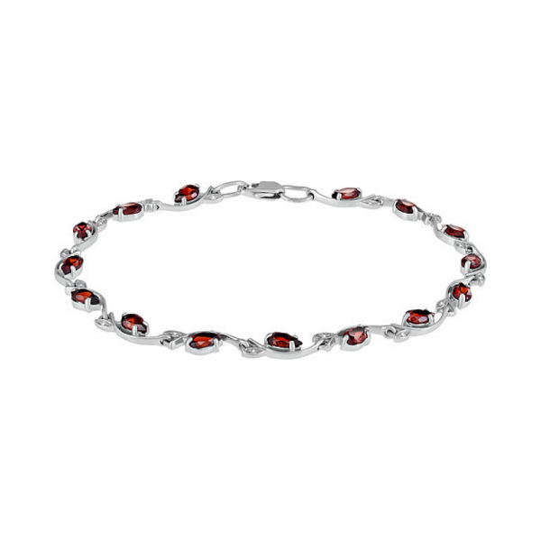 Серебряный браслет с гранатом и фианитом № 134127
