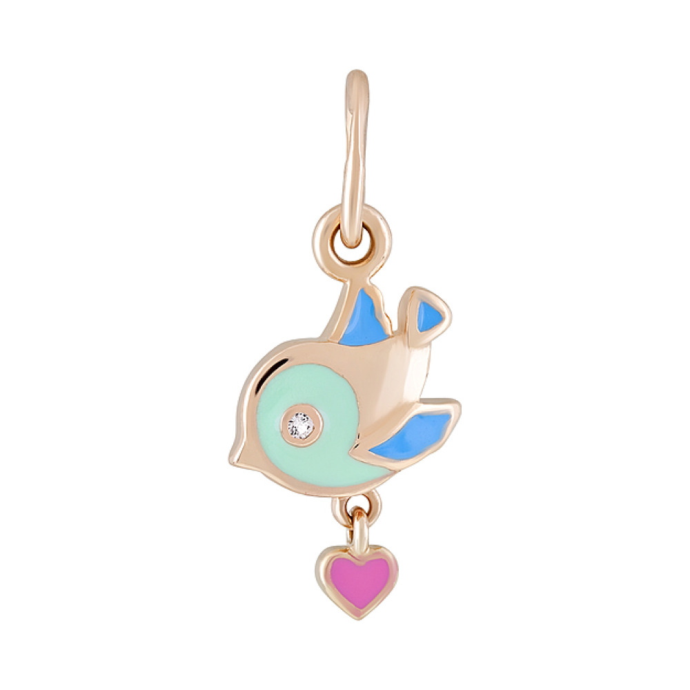 Золотая подвеска с эмалью и фианитом № 124340