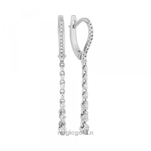 Золотые серьги с бриллиантом № 159308