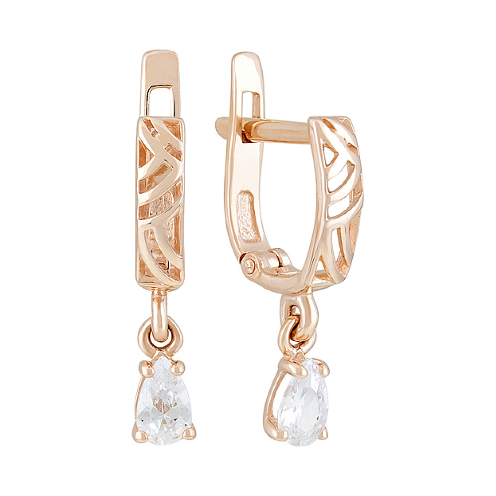 Золотые серьги с фианитами № 127366