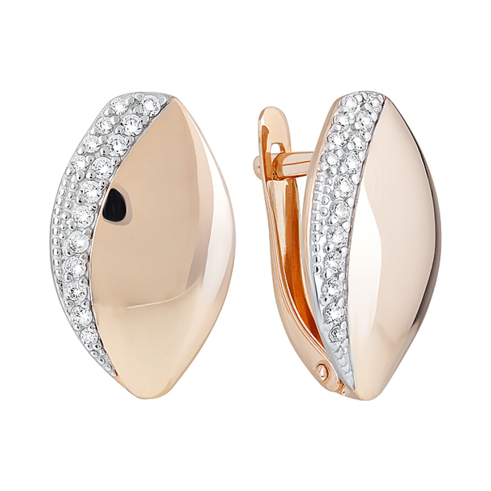 Золотые серьги с фианитами № 124011