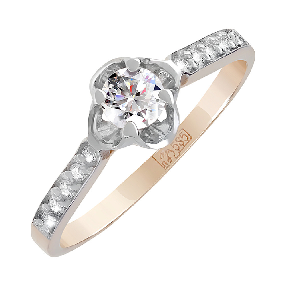 Золотое кольцо с бриллиантом № 121530