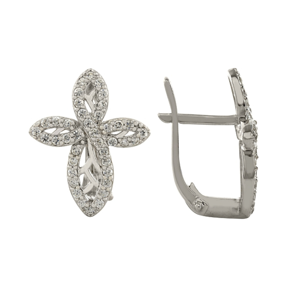 Серебряные серьги с фианитом № 83403