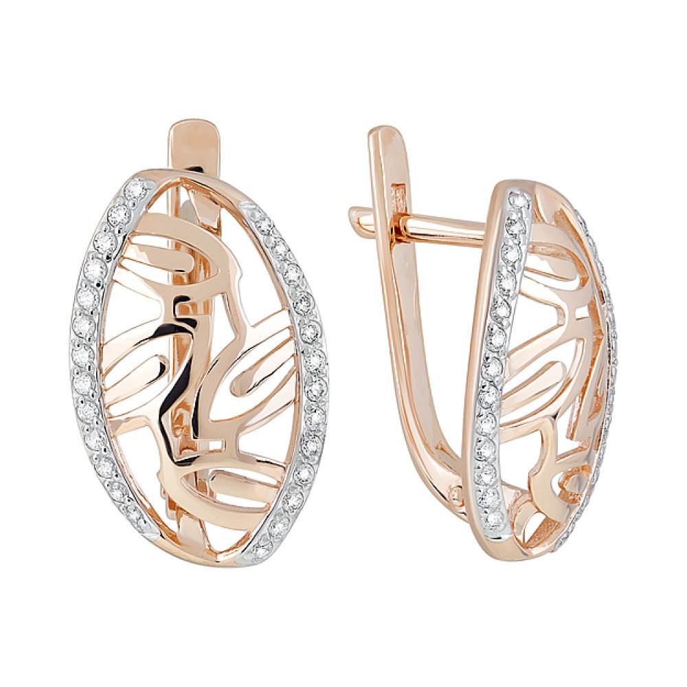 Золотые серьги с фианитами № 123840