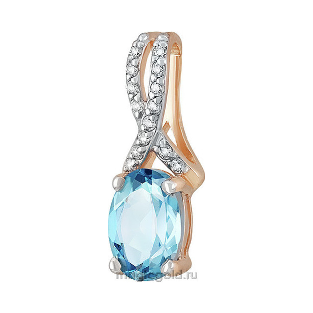 Золотая подвеска с топазом и фианитом № 139854