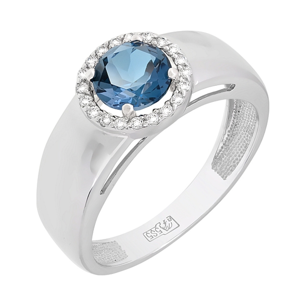 Золотое кольцо с топазом и фианитом № 117926