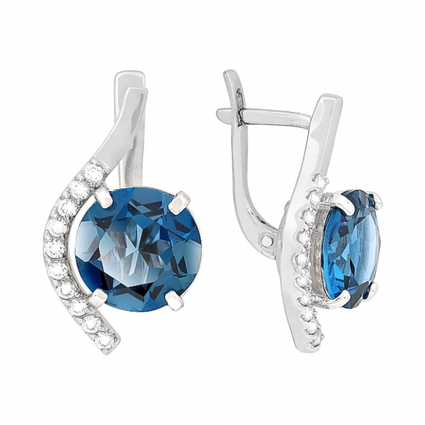 Золотые серьги с топазом и фианитом № 118360
