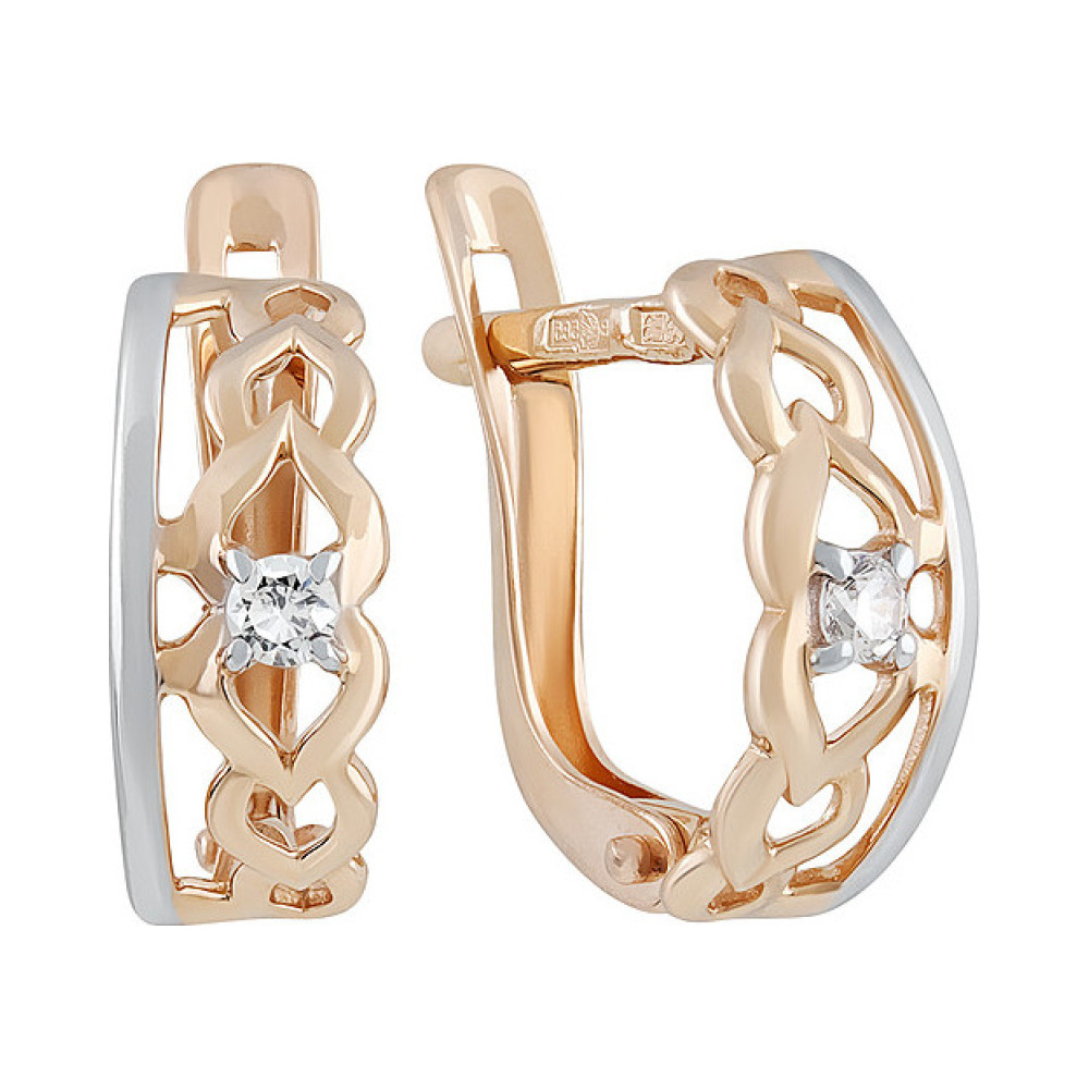 Золотые серьги с фианитом № 135402