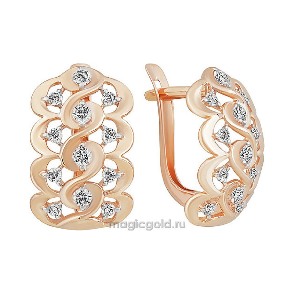 Золотые серьги с фианитом № 155788