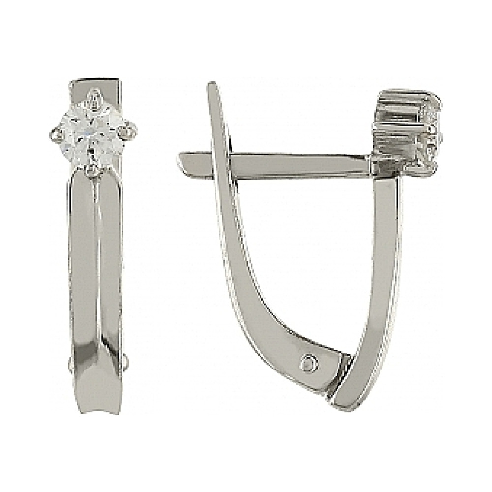 Золотые серьги с бриллиантом № 104424